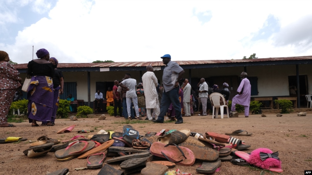 FILE - The belongings of students of Bethel Baptist High School are scattered on school premises as parents of abducted students hope for their return, in the Chikun Local Government Area of Kaduna state, northwest Nigeria, July 14, 2021. 