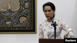 FILE - Myanmar Foreign Minister and de facto leader Aung San Suu Kyi speaks during a news conference in Naypyitaw, Myanmar, May 22, 2016. Aung San Suu Kyi is known to have openly demonstrated irritation with the media.