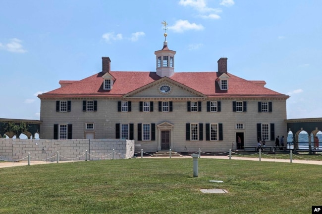 George Washington's residence undergoes a $40 million revitalization project in Mount Vernon, Va., on June 17, 2024. Earlier this year, 18th-century glass bottles containing fruit were found in the Mansion cellar of America's first president. (AP Photo/Nathan Ellgren)