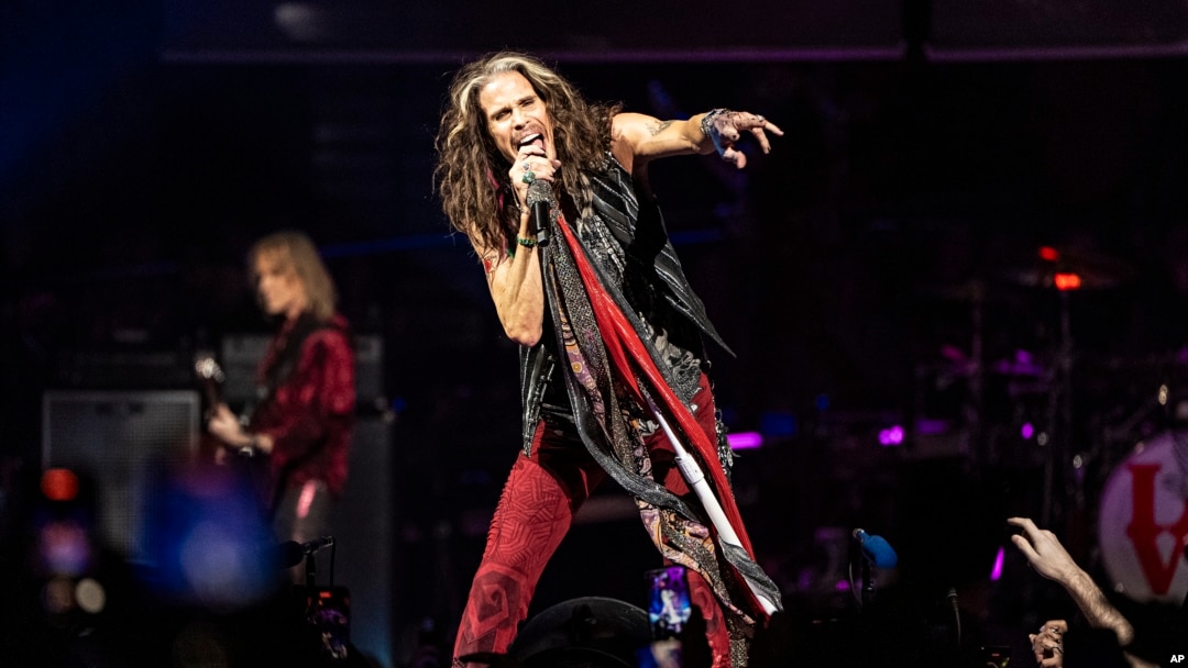 FILE - Steven Tyler of Aerosmith performs on Sept. 2, 2023, at Wells Fargo Center in Philadelphia. The band announced on Aug. 2, 2024, that it was retiring from touring due to permanent damage to lead singer Steven Tyler's vocal cords.