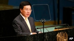 Ông Phạm Bình Minh phát biểu tại Liên Hiệp Quốc năm 2016.