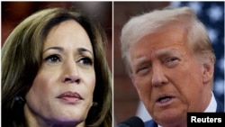 Visi Perezida Kamala Harris na Donald Trump wahoze ari perezida w'Amerika 