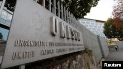 FILE - The headquarters of the U.N. Educational, Scientific and Cultural Organization in Paris.