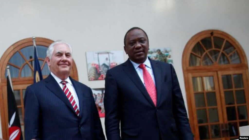 Rais Uhuru Kenyatta na Waziri wa Mambo ya Nje Rex Tillerson