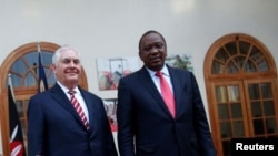 Rais Uhuru Kenyatta na Waziri wa Mambo ya Nje Rex Tillerson