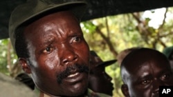 In this Nov. 12, 2006 file photo, the leader of the Lord's Resistance Army, Joseph Kony answers journalists' questions following a meeting with UN humanitarian chief Jan Egeland at Ri-Kwamba in southern Sudan.