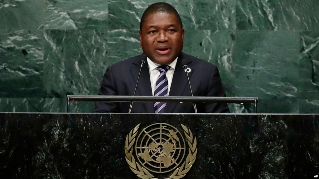 Filipe Jacinto Nyusi, the president of Mozambique, speaks during the 71st session of the United Nations General Assembly, Wednesday, Sept. 21, 2016, at the U.N. headquarters.