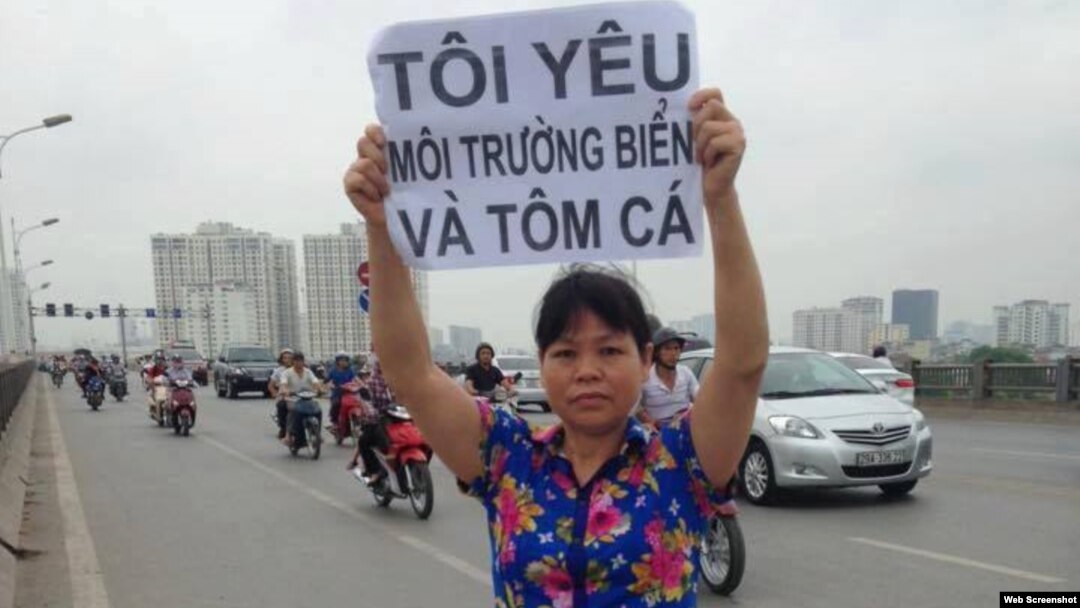 Bà Cấn Thị Thêu xuống đường "đòi biển sạch cho tôm cá".