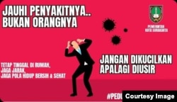 Gambar kampanye penghapusan stigma pada penderita virus corona di Solo, Kamis (16/4). Sumber : Humas Pemkot Surakarta