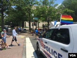 Extra police were on hand for the final day of the Capital Pride festival in Washington, June 12, 2016. (V. Macchi/VOA)