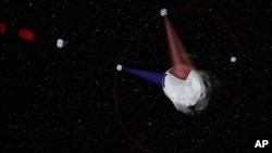 Esta imagen generada en computadora muestra el concepto de la empresa Planetary Resources de extraer minerales y combustible de los asteroides que se acercan a la tierra.