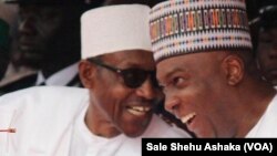 Shugaban Kasar Najeriya Muhammadu Buhari da Shugaban Majilisar Dattawa Sanata Bukola Saraki. 