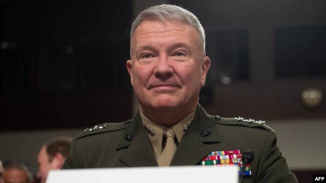 FILE - Then-Lt. Gen. Kenneth McKenzie testifies during a Senate Armed Services Committee hearing on Capitol Hill in Washington, Dec. 4, 2018.