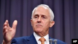 Australian Prime Minister Malcolm Turnbull comments on a deal with the United States accepting refugees from Australia at Parliament House in Canberra, Jan. 30, 2017.