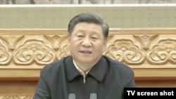 中国领导人习近平通过电视电话会议对十七万人发表讲话。