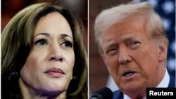 ARCHIVO - La vicepresidenta de EEUU, Kamala Harris, en Milwaukee, Wisconsin, el 20 de agosto de 2024, y el expresidente de Estados Unidos, Donald Trump, en Bedminster, Nueva Jersey, el 15 de agosto de 2024, en una combinación de fotografías de archivo. 