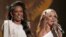 FILE - Spice Girls Mel B and Geri Halliwell (R) accept the award for Brits Performance of 30 years at 30th Brit Awards ceremony in London, Feb. 16, 2010.