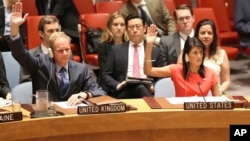 نیکی هیلی و نماینده بریتانیا در جلسه شورای امنیت به همراه ۱۳ عضو دیگر شورای امنیت به محکومیت کره شمالی رای دادند. 