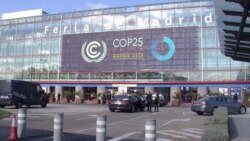 The COP 25 conference center is seen in Madrid. (Lisa Bryant/VOA)