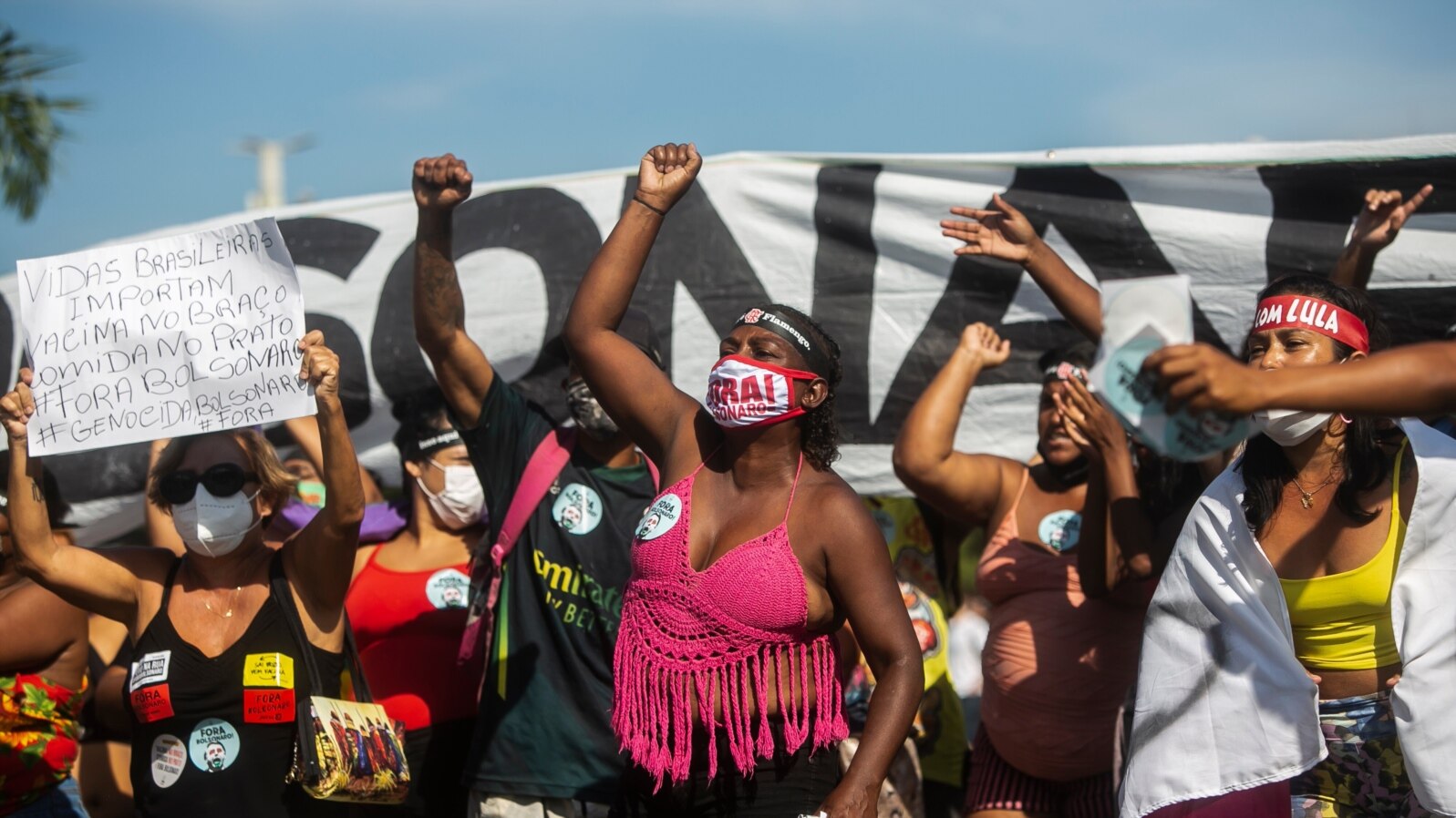 Demonstrators shouts slogans during a protest against the government's response in combating COVID-19, demanding the impeachment of President Jair Bolsonaro, in Rio de Janeiro, Brazil, May 29, 2021.