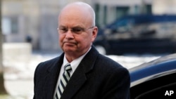 FILE - Former CIA Director Michael Hayden arrives at the Munich Security Conference, Friday Feb. 3, 2012. 