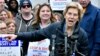 Democratic Presidential hopeful, Sen. Elizabeth Warren, D-Mass., speaks after she joined striking Stop & Shop supermarket employees on the picket line, April 12, 2019, in Somerville, Mass.