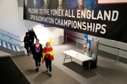 Arena Birmingham tempat penyelenggaraan turnamen bulu tangkis All England, di Birmingham, Inggris, 14 Maret 2020. (Foto: Andrew Boyers/Reuters)