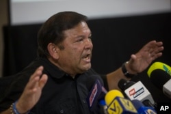 Andrés Velásquez en una conferencia de prensa en Caracas, el 20 de octubre de 2017.