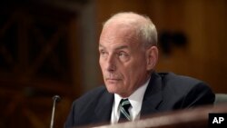 Homeland Security Secretary John F. Kelly testifies on Capitol Hill in Washington, June 6, 2017, before the Senate Homeland Security and Governmental Affairs Committee hearing on the fiscal year 2018 budget. (
