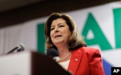 Republican candidate for Georgia's Sixth Congressional seat Karen Handel speaks at an election night watch party in Roswell, Georgia, April 18, 2017.