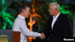 Президент Колумбії Хуан Мануель Сантос і віце-президент США Майк Пенс