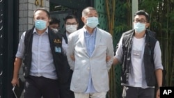 香港壹传媒创办人黎智英被香港警方逮捕。(2020年8月10日)
