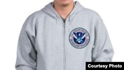 A hoodie calling the U.S. Deprtment Of Homeland Security the "Department of Homeland Stupidity."