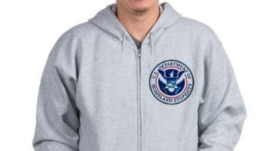 A hoodie calling the U.S. Deprtment Of Homeland Security the "Department of Homeland Stupidity."