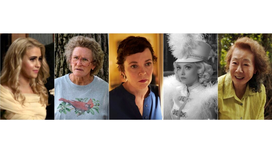 Foto kombinasi ini menunjukkan nominasi Oscar untuk aktris pendukung terbaik, dari kiri, Maria Bakalova dalam "Borat Subsequent Moviefilm," Glenn Close dalam "Hillbilly Elegy," Olivia Colman dalam "The Father," Amanda Seyfried dalam "Mank," dan Yuh-Jung Youn dalam "Minari." (Foto: AP).