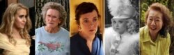 This combination photo shows Oscar nominees for best supporting actress, from left, Maria Bakalova in "Borat Subsequent Moviefilm," Glenn Close in "Hillbilly Elegy," Olivia Colman in "The Father," Amanda Seyfried in "Mank," and Yuh-Jung Youn in "Minari."