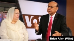 Khizr and Ghazala Khan, the parents of an Army captain killed in Iraq, speak with VOA in Washington, D.C., Aug. 1, 2016. (B. Allen/VOA)