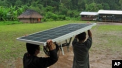 This solar panel will be installed in an LED system in an Ecuadorian village