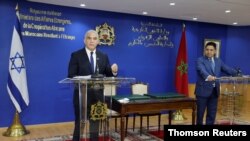 نشست خبری وزیران امور خارجه اسرائیل و مراکش در رباط، پایتخت مراکش