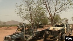 Remnants of Boko Haram vehicles destroyed by Cameroon army in Dec. 2018, in Amchide, Cameroon, Sept. 12, 2019. ( M. Kindzeka/VOA ) 