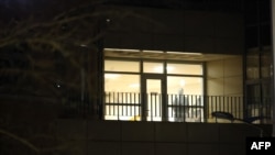 Police pictured inside an elementary school building in Daejeon, 160 kilometers south of Seoul, on Feb. 10, 2025.