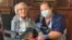 Recovered COVID-19 patient Connie Titchen, 106, is pictured with Sister Kelly Smith in Birmingham, central England, April 15, 2020. (Sandwell and West Birmingham NHS Trust photo)