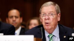 FILE - Sen. Johnny Isakson, R-Ga., pictured at a Senate Judiciary Committee hearing on Capitol Hill in September 2017, is chairman of the Senate Ethics Committee.