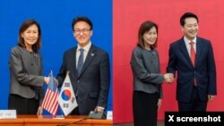 미셸 스틸 주한미국대사가 15일 한국 국회를 방문해 여야 정당 대표를 각각 만났다며, 자신의 소셜미디어 X에 글과 사진을 올렸다. 출처: Ambassador Michelle Steel X.