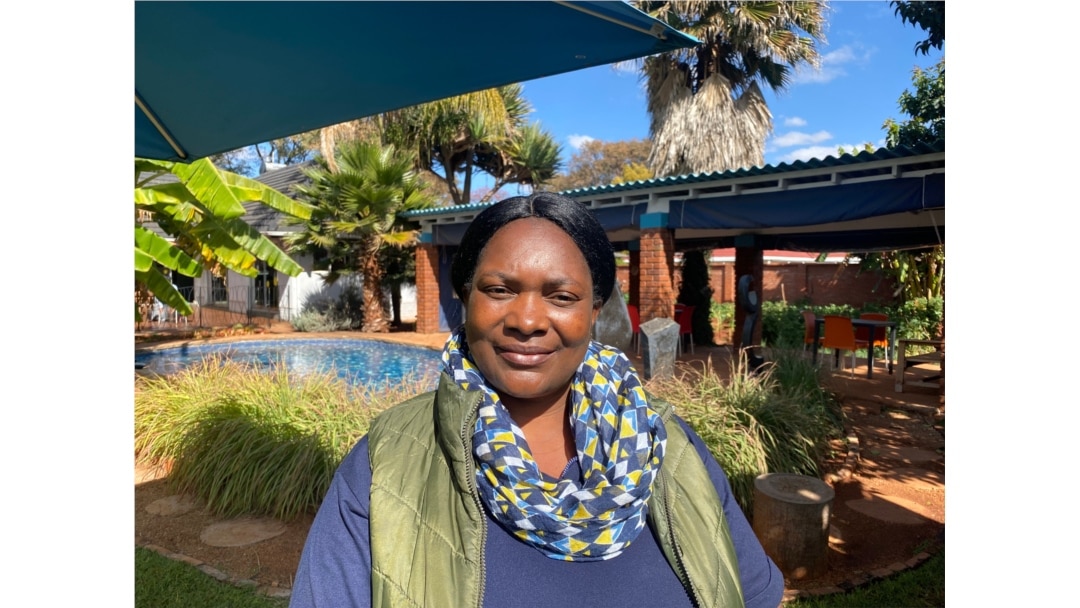 Chengetayi Nyamukapa, country coordinator for Friendship Bench, says due to COVID-19, the organization is now mainly doing online counseling. (Columbus Mavhunga/VOA)