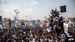 Les partisant de Martin Fayulu à la place Ste Therese, N'Djili, Kinshasa, le 3 fevrier 2019.