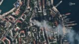 卫星照片显示俄罗斯黑海舰队司令部大楼被导弹击中（2023年9月22日）