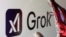 This illustration, captured on Feb. 16, 2025, shows AI and Grok logos.