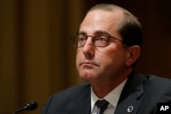 FILE - Health and Human Services Secretary Alex Azar attends a hearing on Capitol Hill in Washington, June 26, 2018.