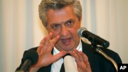 United Nations High Commissioner for Refugees Filippo Grandi answers questions from reporters during a press conference in Bangkok, Thailand, July 7, 2017.